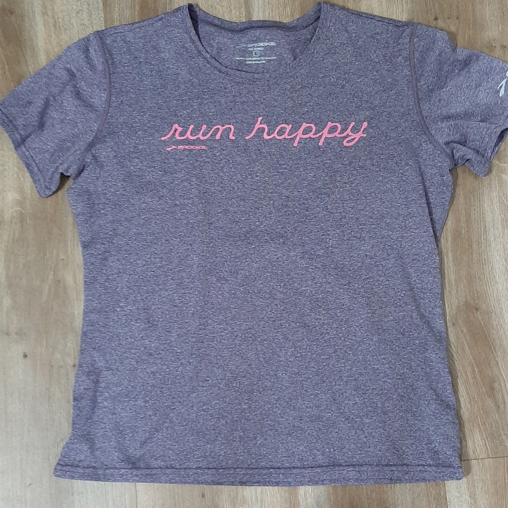 Brooks Run Happy Purple and Pink Shirt